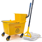 KeFanta 35 Quart Commercial Mop Bucket with Side Press Wringer on Wheels