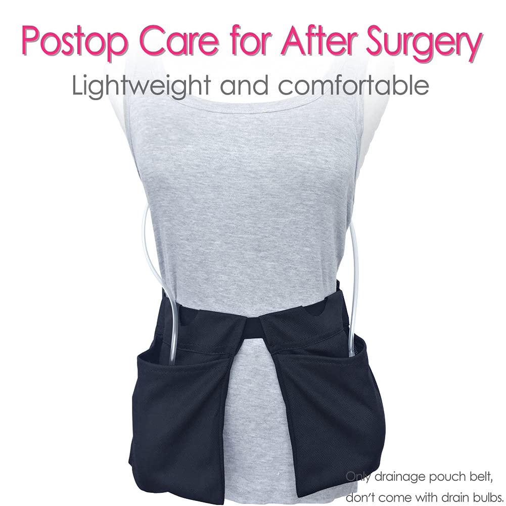 Breathable Drain Holder After Tummy Tuck Mastectomy Drainage Quick Dry Pouch Belt Supplies Mesh Nephrostomy Shower Bag for JP Drains Bulb Breast Post Surgery Black