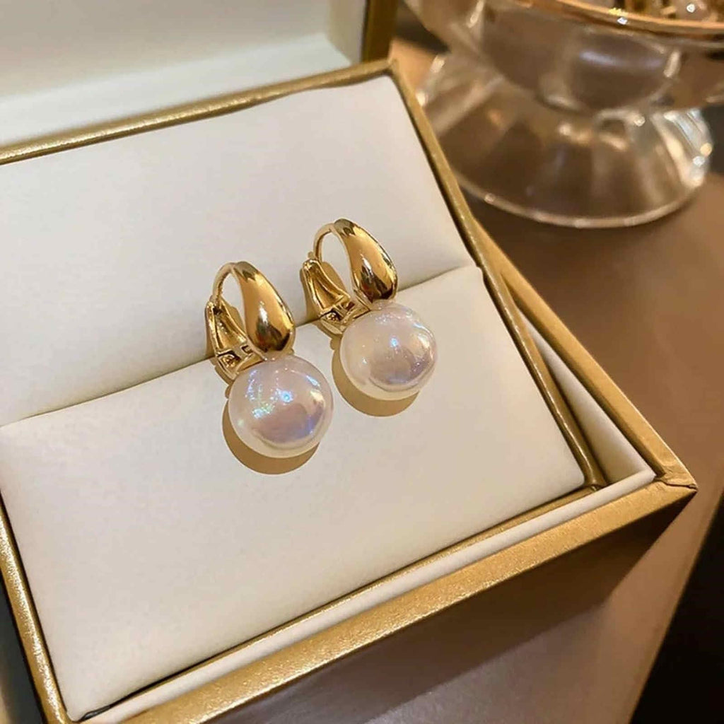 HUGE TOMATO Opal Big Pearl Drop Earrings for Women | Elegant Large Moonstone Pearl Earrings Dangle, Dainty Gold 925 Sterling Silver Hoop, Cute Earing Dangling for Teen Wedding Jewelry Gift,14mm