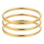 Kainier 3mm 14K Gold Plated Bracelet Stainless Steel Glossy Stackable Thin Round Bangle Bracelet for Women Solid Plain Polished Bracelet Best Gifts for Love
