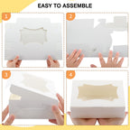 TOMNK 50pcs Cookie Boxes with 2 Style Window, 8x6x2.5in White Bakery Boxes