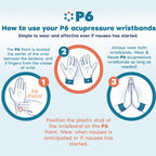 P6 Motion Sickness Bands for Adults, 2 Pack Pink, Grey