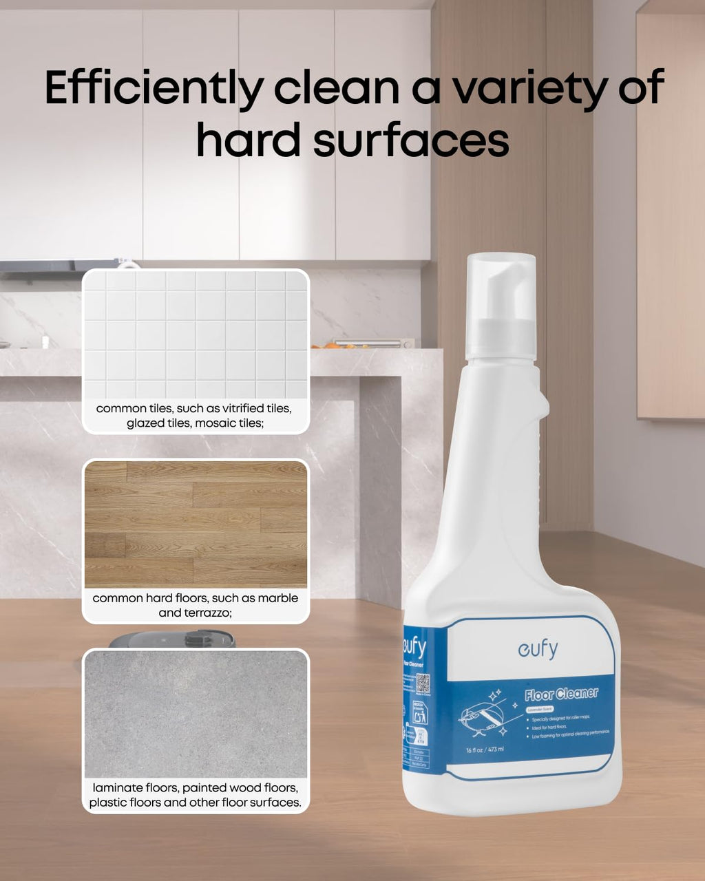 eufy Floor Cleaner, Ready to Use, 473 ml, Floor Cleaner, Safe, Compatible with E28
