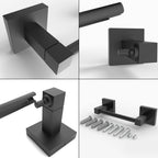 Ruacq Toilet Paper Holder Matte Black Double Post Pivoting Square Tissue Holders Roll Holder Hangers Toilet Paper Modern Wall Mounted, Commercial Bathroom Toilet Paper Roll Holder