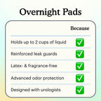 Because Overnight Incontinence Pads for Women – Moderate-to-Heavy Absorbency for Nighttime Use, Long-Length Protection, 120 Count, New Version