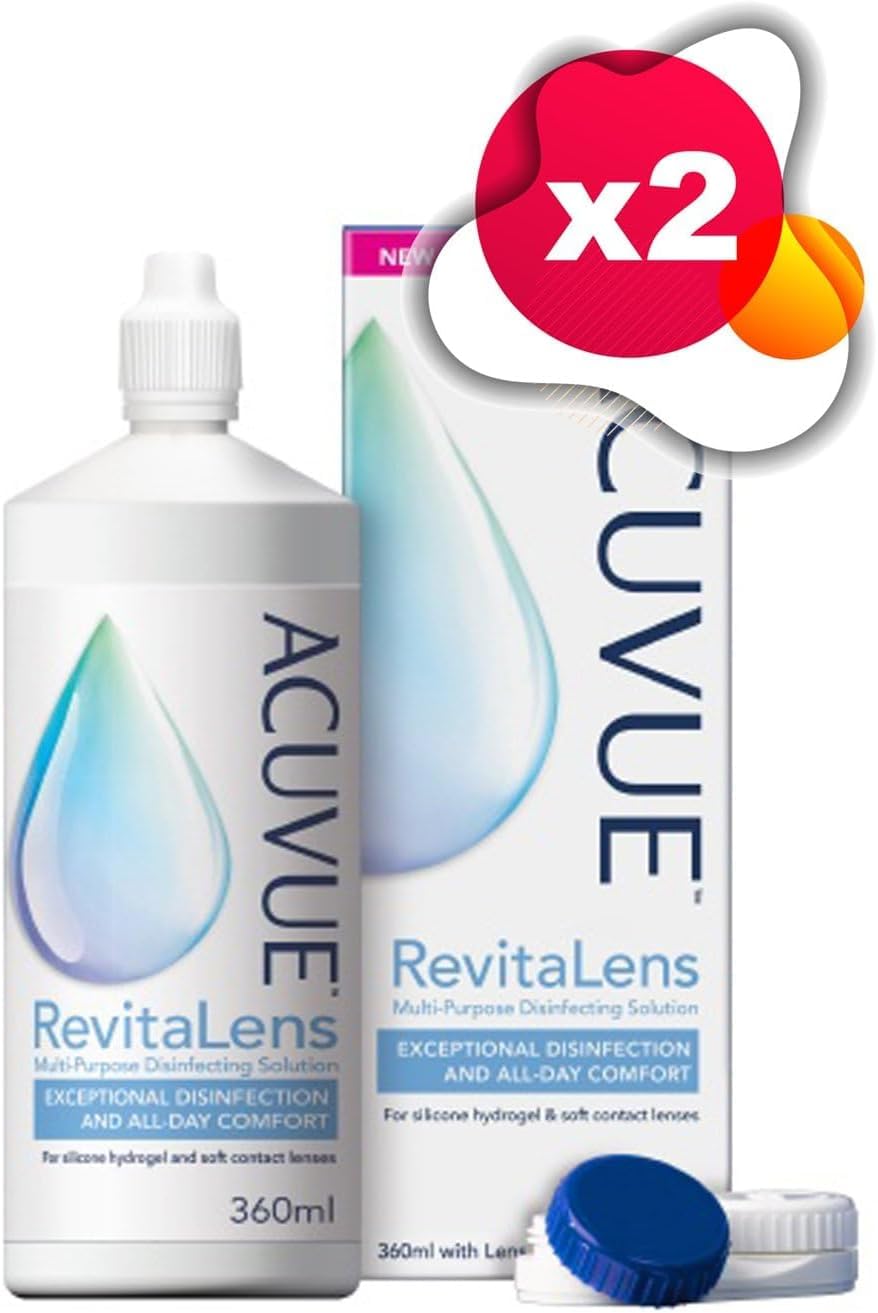 ACUvuee Revitaa Contact Lens Solution, Multi-Purpose Disinfecting Solution for Soft Contact Lenses, Lens Case Included, 12.17 fl oz (360ml), Pack of 2
