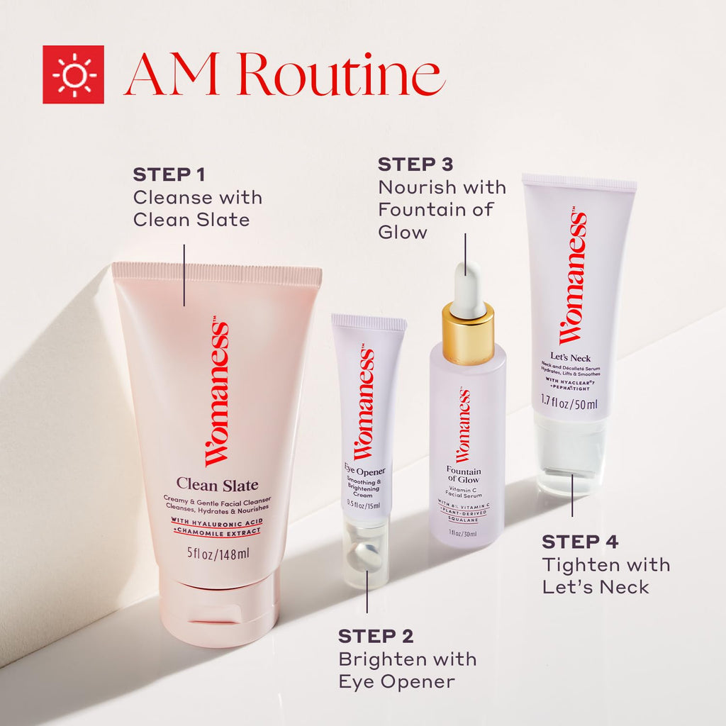 Womaness Let’s Neck Serum for Neck Tightening and Lifting - Firming and Tightening Neck Cream with Cooling Roller Applicator - Hydrating Neck Serum to Smooth Wrinkles and Sagging Skin for Women - 50ml