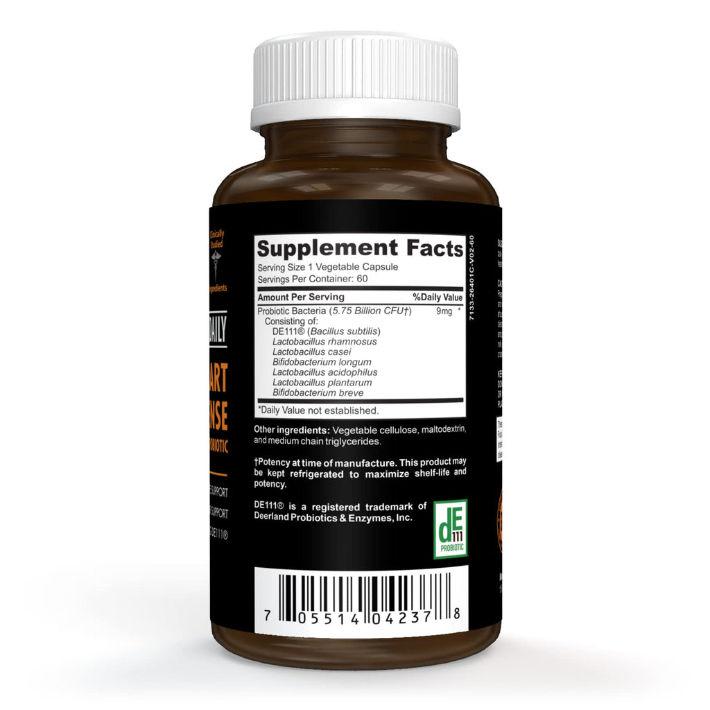 CLINICAL DAILY Smart Defense Mega Spore Probiotic. Bacillus Subtilis Spore Based Probiotics For Women and Men With Lactobacillus Plantarum Good Flora Natural Slim Microbiome Support. 60 Vegan Capsules