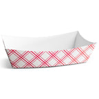 SPARGOS 3lb Paper Food Boats (125 Pack) – Red and White Checkered Nacho Trays for Parties – Disposable Hot Dog Boats & French Fry Holders – Grease Resistant Paper Food Trays for Movie Night & Picnics