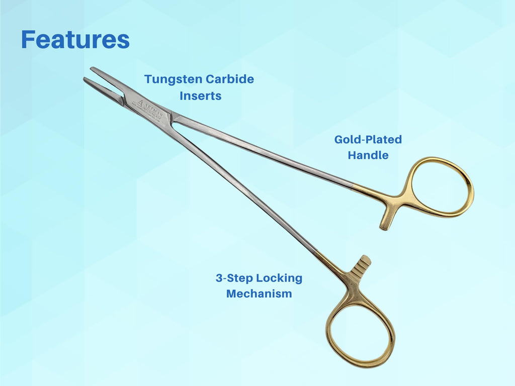 Mayo Hegar Needle Holder Surgical Needle Driver Clamp Forceps with Tungsten Carbide Inserts by ARTMAN (10 Inches)