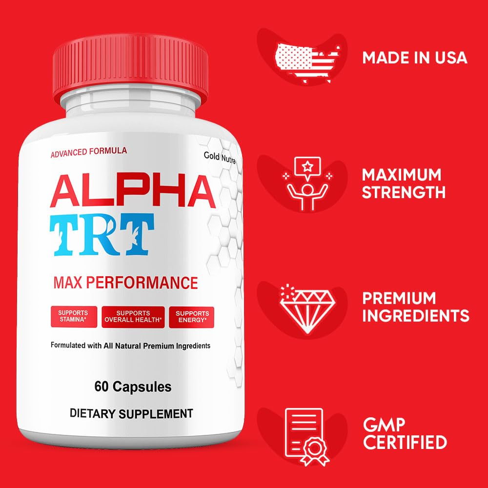 Alpha TRT Pills, Maximum Strength Supplement, AlphaTRT Capsules Advanced Premium Formula Vitamin Pills (2 Pack)