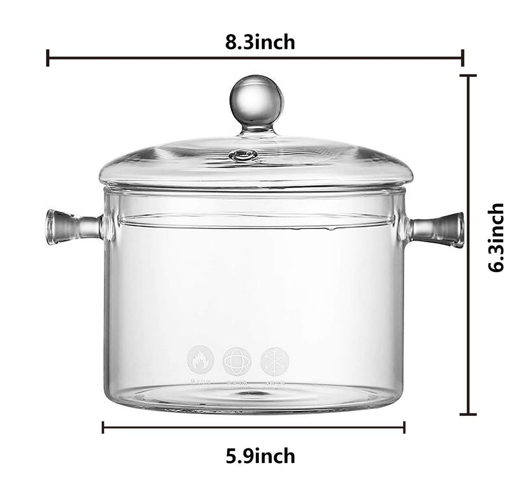 Jucoan 1.5L/50oz Glass Saucepan with Cover, Heat Resistant Stovetop Glass Cooking Pot with Lid for Pasta Noodle, Soup, Milk, Clear Simmer Pot for Potpourri Christmas Holiday Home Fragrance