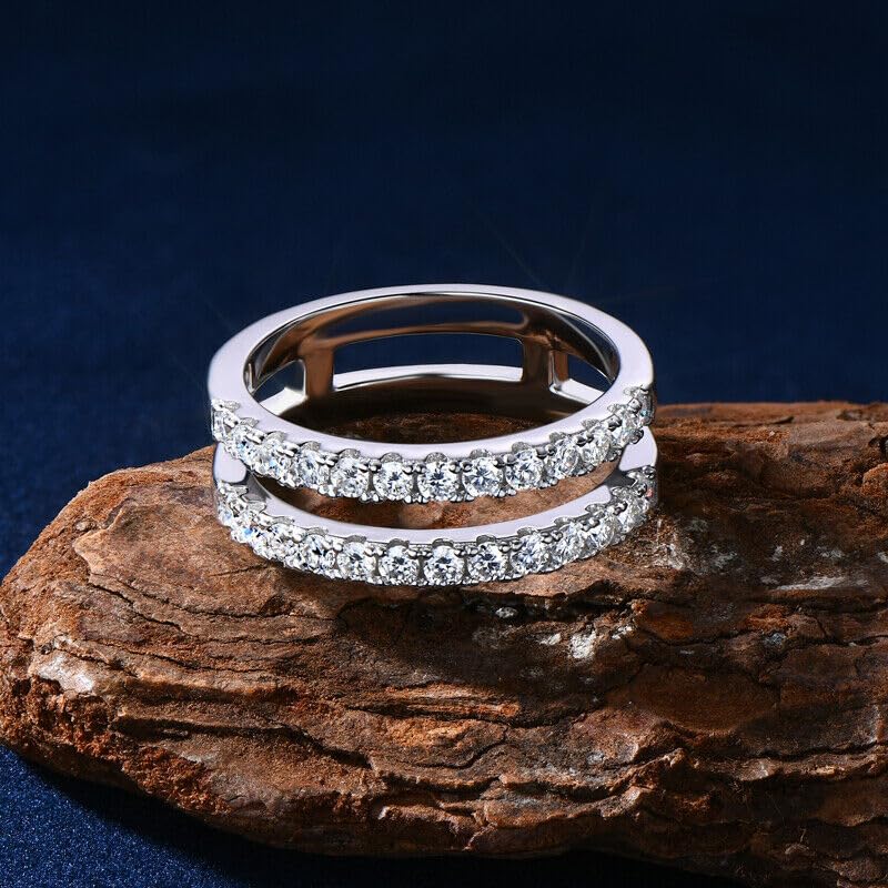 Drizzle Jewels 2.00Ct Round Lab Created Diamond Wrap Enhancer Guard Band Ring, 14K White Gold Finish (White, 12)