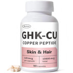 GHK-Cu Copper Peptide Supplement, Anti-Aging & Hair Growth Support, Improves Skin Elasticity & Firmness, Thicker, Fuller Hair, Easy Absorption, Precisely Dosed, 90 Vegan Capsules