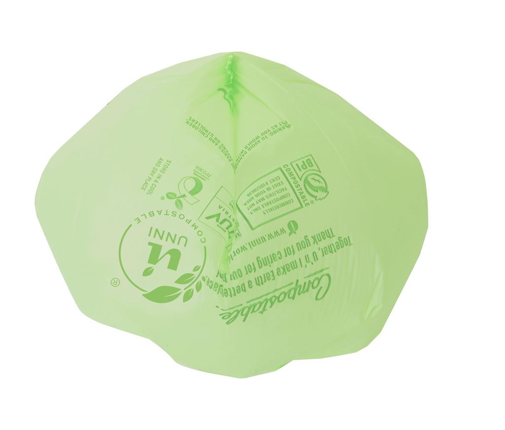 UNNI Compostable Trash Bags, 20-23 Gallon / 87 Liter, 60 Count Value Pack, Extra Thick 1.0 mil Large Bin Liners for Food Scrap, BPI, CMA & OK compost HOME Certified (Meets ASTM D6400)