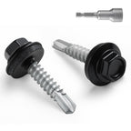BNUOK #10 x 1 in Self-Drilling Metal Roofing Screws,Sheet Metal Roof Screw,EPDM Washer,Black Hex Head,with Hex Driver Bit(3LBs,304Pcs)