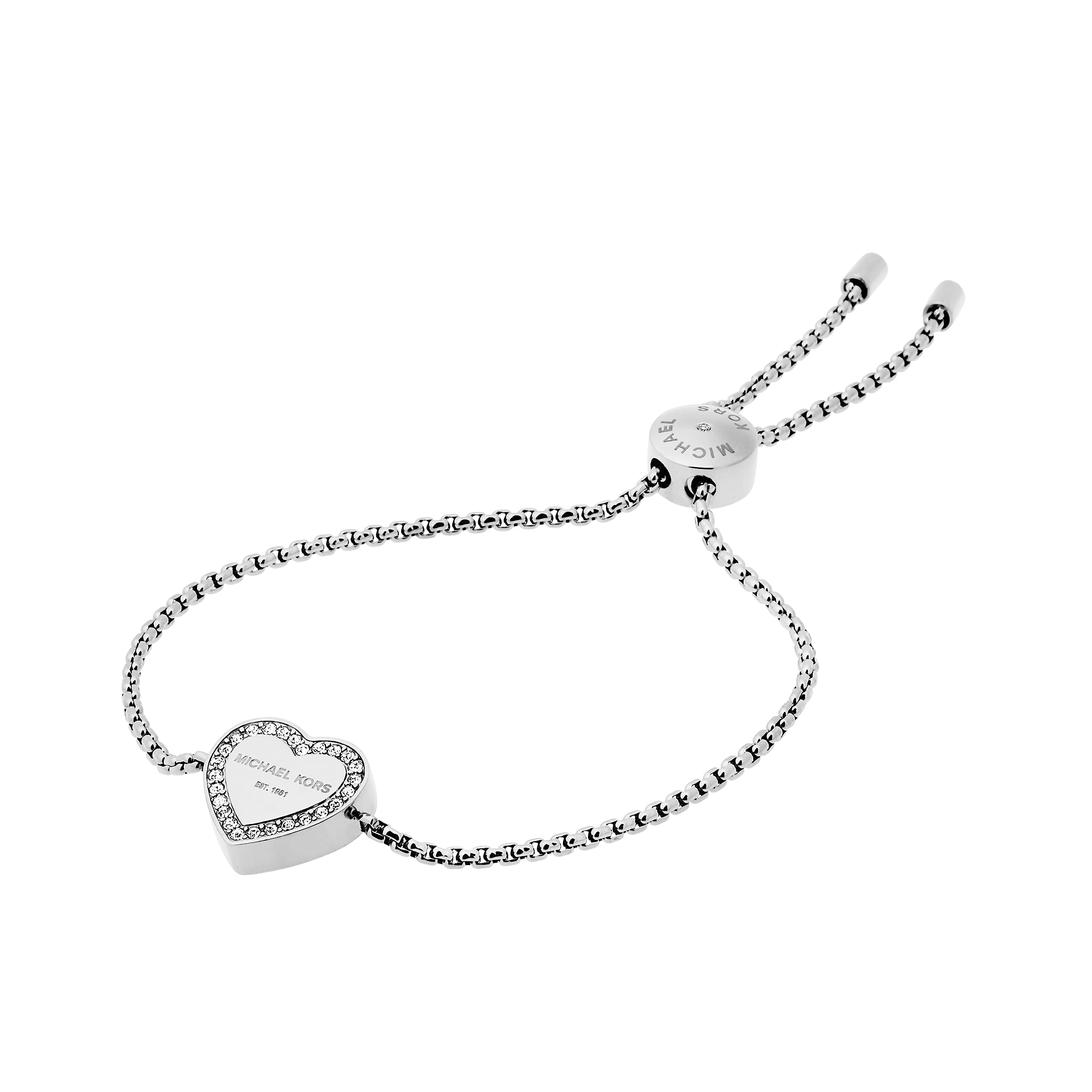 Michael Kors Logo Silver-Tone Slider Bangle Bracelet