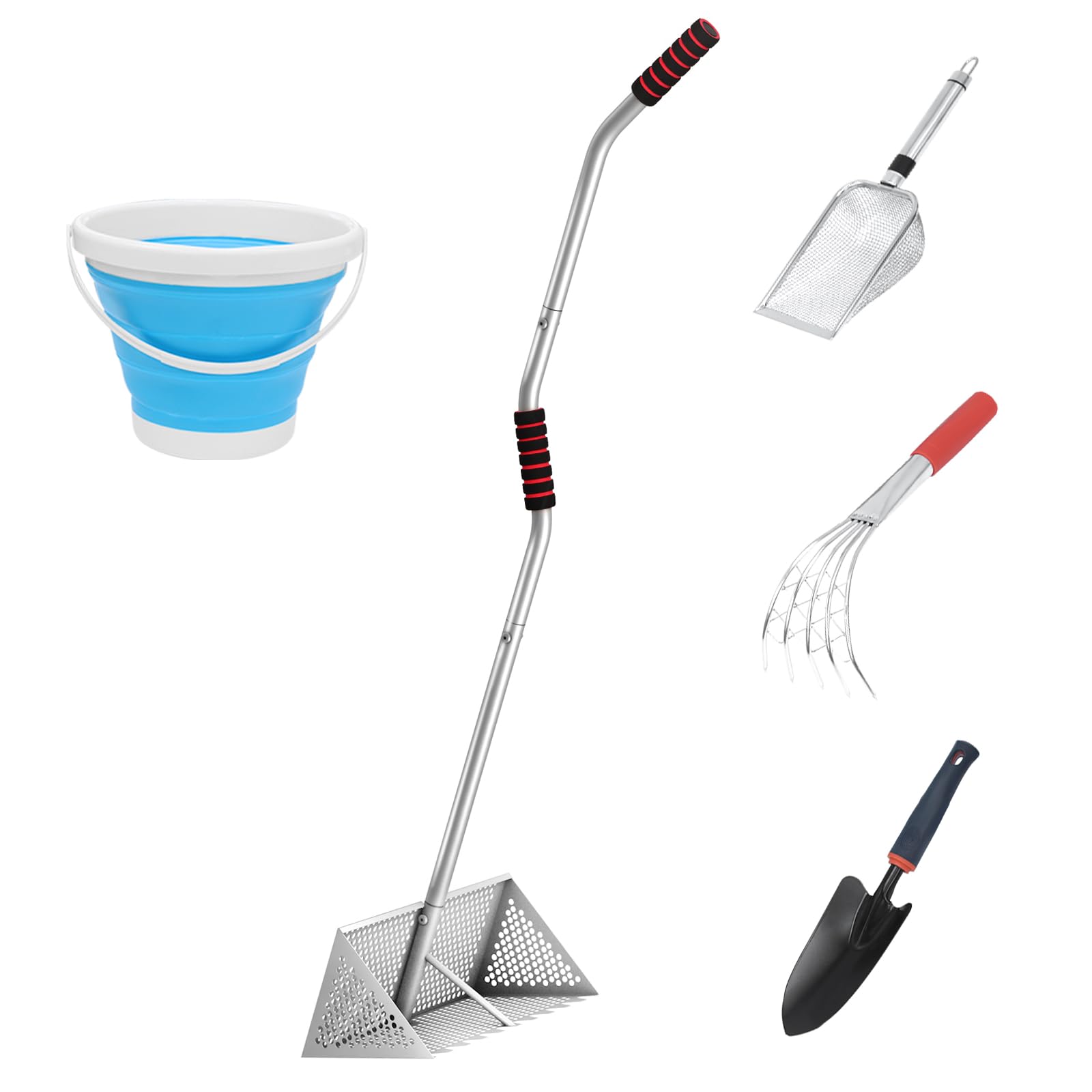 Sand flea rake, 304 Stainless Steel, with Clam Rake, Shovel, 5L Bucket