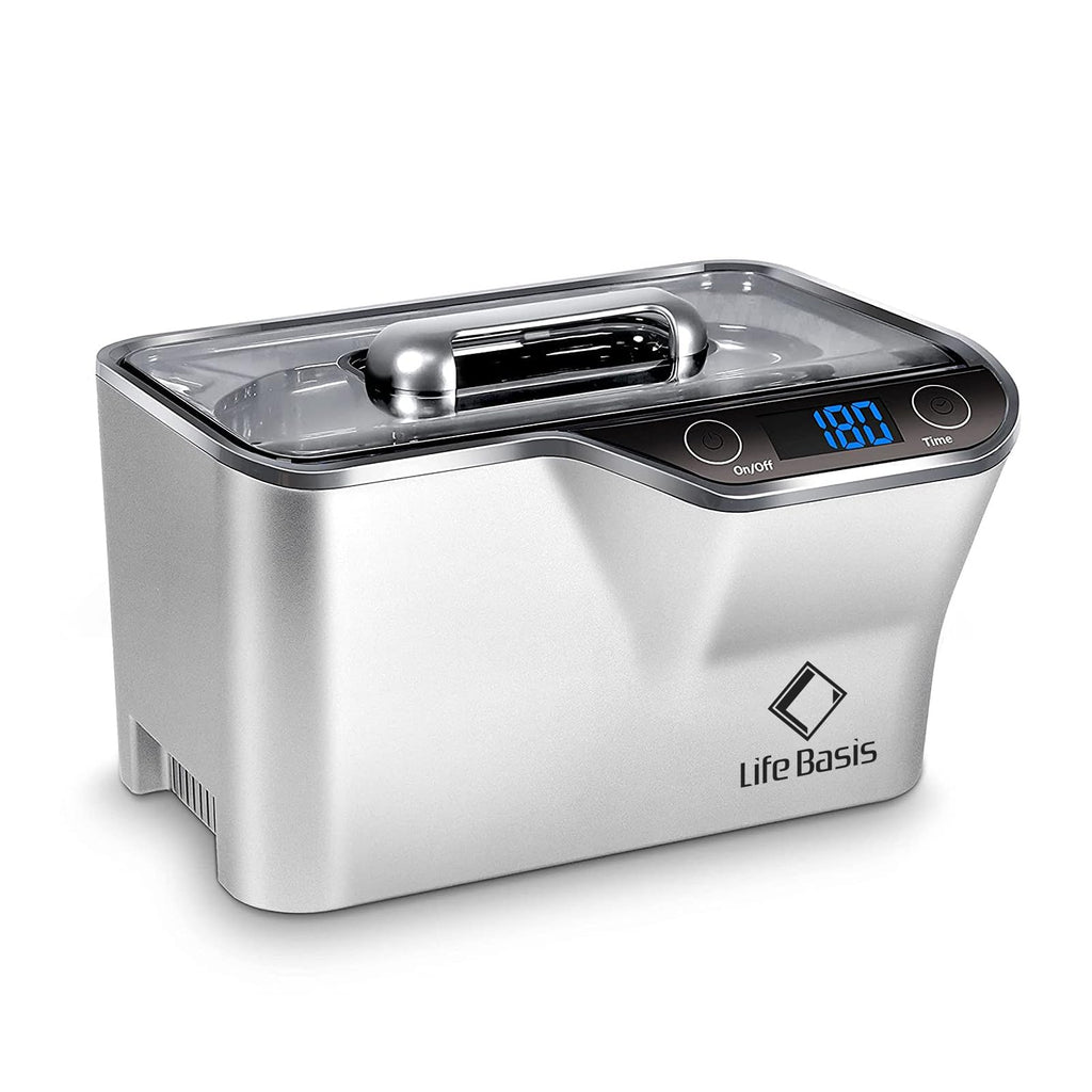LifeBasis Ultrasonic Cleaner, Professional 45kHz Ultrasonic Jewelry Cleaner 20 Ounces (600ML) with Digital Timer, Watch Holder Ultrasonic Glasses Cleaner for Rings, Coins, Watches, Dentures, Silver