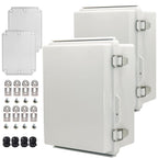 YETLEBOX 2Pcs Outdoor Waterproof Electrical Junction Box Weatherproof IP67 ABS Plastic Enclosure Switch Router Project Box Electronics DIY Enclosure With Mounting Plate Wall Bracket Grey 8.6x6.7x4.3in