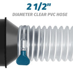 Qucship 2-1/2" x 10' Heavy-Duty PVC Dust Collection Hose, Puncture-Resistant, Flexible Clear PVC Fume Hose with Carbon Steel Wire Coil for Dust Collection Systems