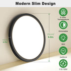 zemty 4Pack LED Flush Mount Ceiling Light, 9Inch 18W Dimmable Ceiling Lights Fixture, 5 Color Temperatures (3000K-6500K) Black Round Ceiling Lamp for Bedroom, Kitchen, Hallway,Bathroom