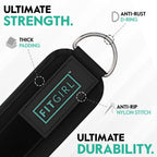 FITGIRL - Ankle Strap (Pair) for Cable Machines and Resistance Bands, Work Out Cuff Attachment for Home & Gym, Glute Workouts - Kickbacks, Leg Extensions, Hip Abductors, Women Only (Black, Pair)