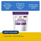 FROG 90-Day Algae Barrier - Dry Formula Algaecide Prevents Black, Green and Yellow Algae for Pools up to 30,000 Gallons - Pool Maintenance & Algae Prevention - 3 Pods