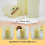 Nimiko Flameless Candles with Remote, Battery Operated Flickering Flameless Candles, LED Candles with Timer 2/4/6/8H, with Realistic LED Candles Set of 9 (D3 x H 3" 4" 5" 6" 7") (Ivory)