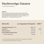 Glow25® Kollagen Kapseln hochdosiert [180 Kapseln] mit Hyaluronsäure und Vitamin C | Premium Collagen Complex für eine schöne Haut | Ohne Zusatzstoffe | Laborgeprüft | Made in Germany