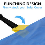 VINGLI Pool Cover Reel Set Solar Pool Cover Reel for Inground Swimming Pool, Aluminum Solar Swimming Inground Cover Blanket Reel (Upgrade) (Straps)