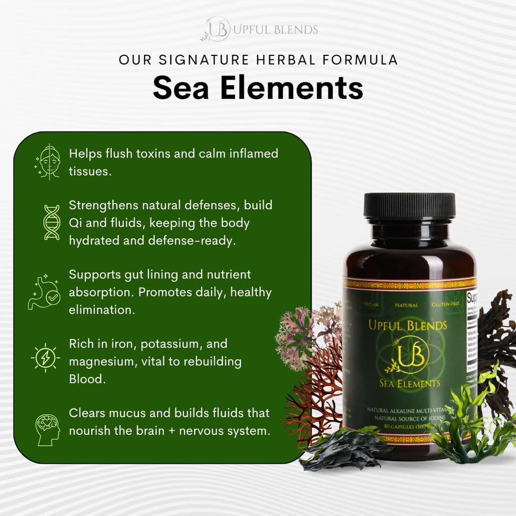 Upful Blends® Sea Elements | Ultimate Sea Veggie Multivitamin | Irish Moss, Kelp, Wakame, Dulse | Supports Skin, Gut Health, and Brain Function | Natural, Vegan, Non-GMO (80 ct)