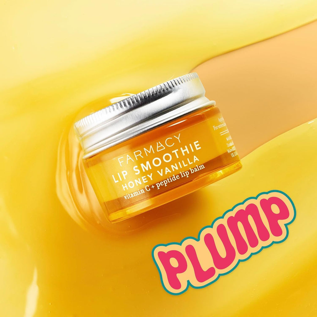 Farmacy Vitamin C + Peptide Hydrating Lip Balm - Lip Smoothie Moisturizing + Plumping Treatment - Smooths Lines with a High-Gloss Finish - Honey Vanilla (10g)