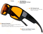 CAXMAN 99.9% Blue Light Blocking Glasses Sleep Glasses Orange Tinted Lens for Good Sleep Fit Over Glasses Fully Covered Your Eyes Black