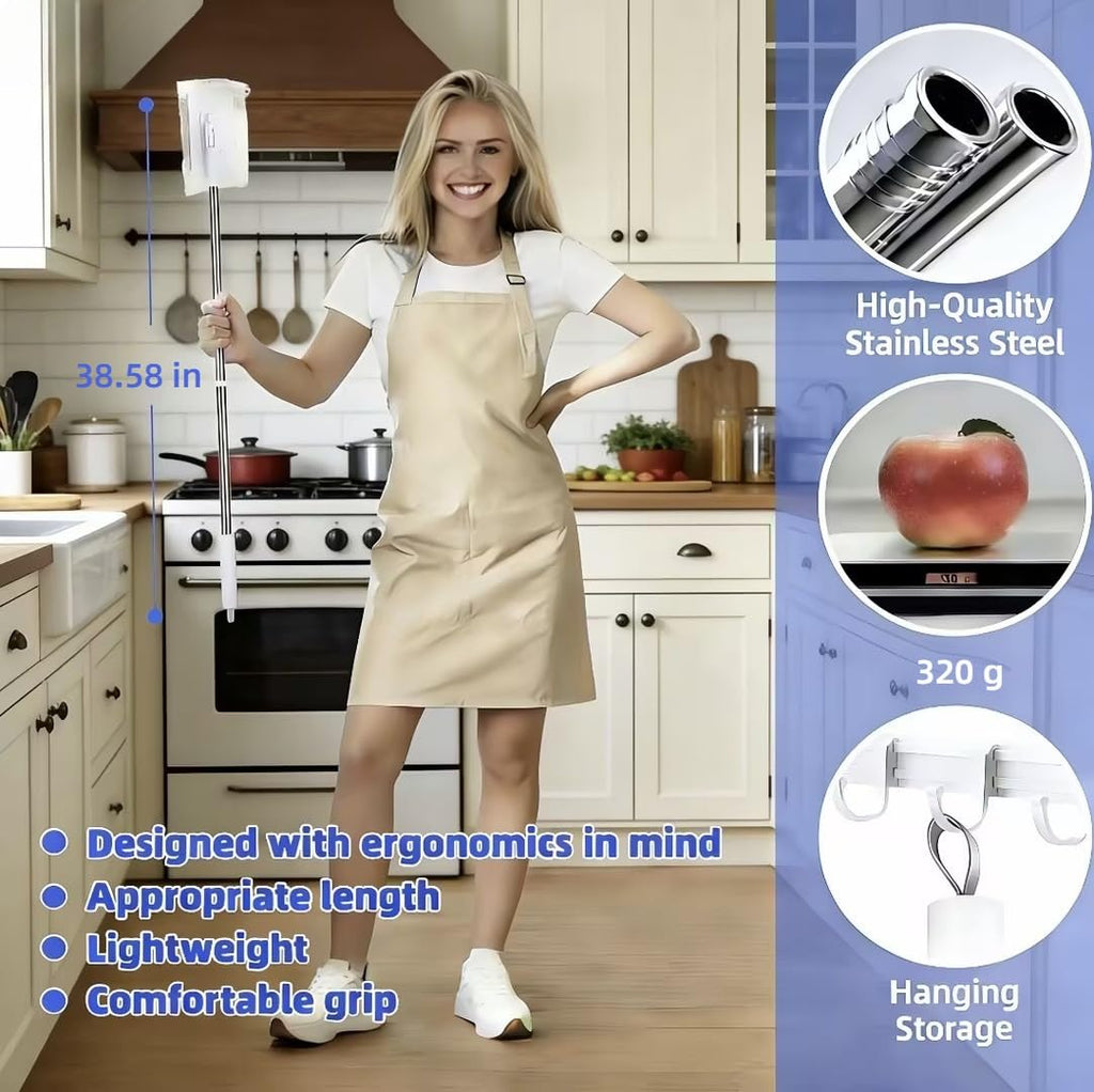 2026 New Snap Grip Mini Mop with 5 Reusable Cloths for Dry Wet Disposable Pads, Zero-Touch Automatic Gripping Multi Surface Quick Cleanups for Alternative to Swiffer Sweeper