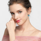 EVEVIC Austrian Crystal Round Cluster Leverback Drop Earrings for Women