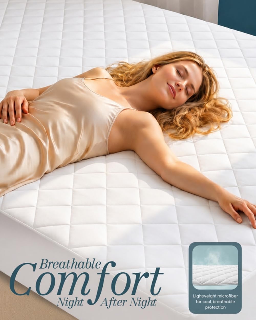 Full Mattress Pad, Quilted Mattress Protector Topper fits 16" Deep Pocket