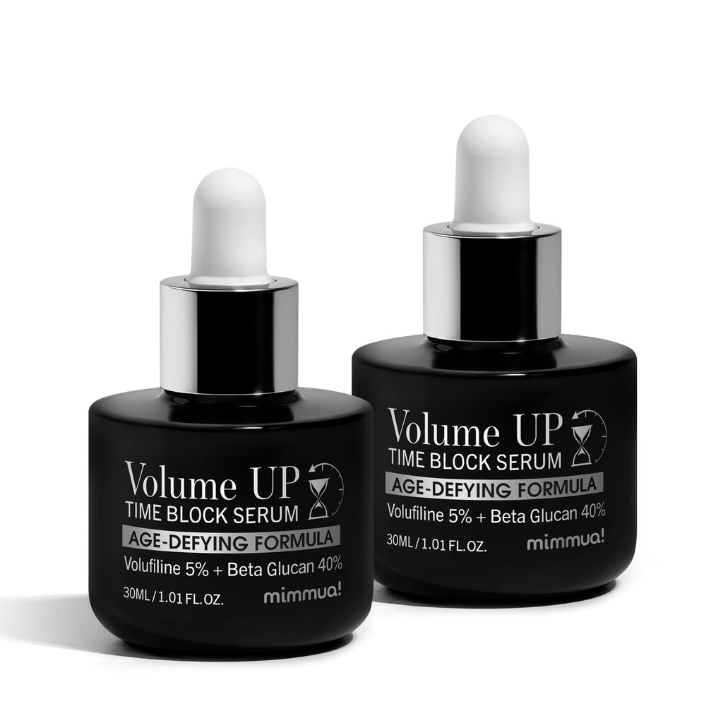 mimmua! Volume Up Time Block Serum | Anti-Aging 5% Volufiline + 40% Beta Glucan | Plumps Wrinkles by Stimulating Fat Cell Production | Undereye, Forehead, Frown Lines&Neck Wrinkles | 30ml / 2pcs