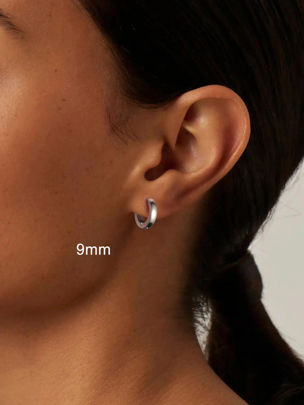 Small Silver Huggie Hoop Earrings for Women 9mm Lightweight