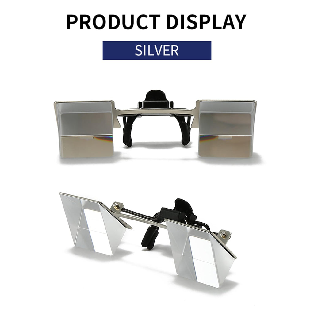 BywoBywo New Lazy Glasses 90 Degree for Lying Down Reading or Watching TV,Clip Glasses No Frame Arm Knitting Up Neck Relax, Prism Glasses for Looking Up Playing Mobile