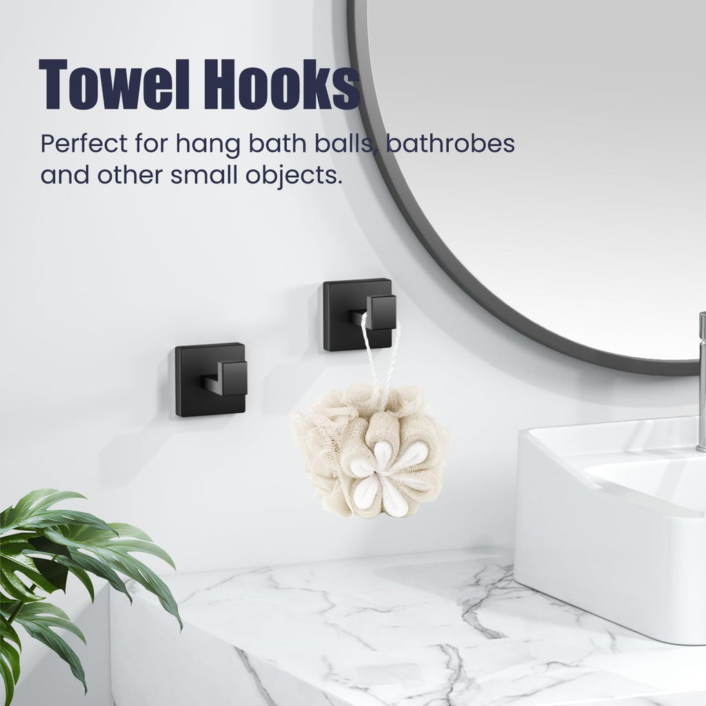 UPRONE Bathroom Hardware Accessories Set: Bath Towel Bar Set, Towel Racks for Bathroom Wall Mounted, SUS304 Stainless Steel (Matte Black, 7-Pieces)