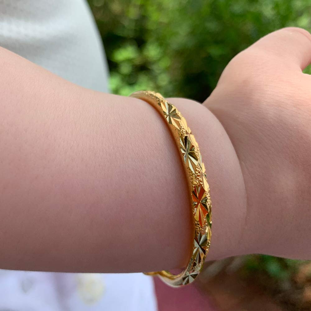 Ethlyn 2pcs/lot 18K Gold Plated Stars Kids Lucky Bangles &bracelets Birthday Christmas Gifts for baby boys and girls (B151)