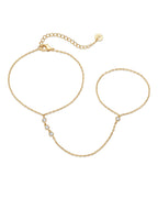 PAVOI CZ Dainty Hand Chain, 14K Gold Plated, Yellow Gold