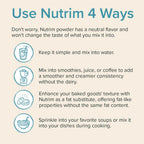 Nutrim Oat Bran Powder with 750mg Beta Glucan per Serving - Easy-Mix Soluble Fiber for Cholesterol Management & Immune Support - Heart Healthy, Non-GMO & Vegan Oatmeal Powder
