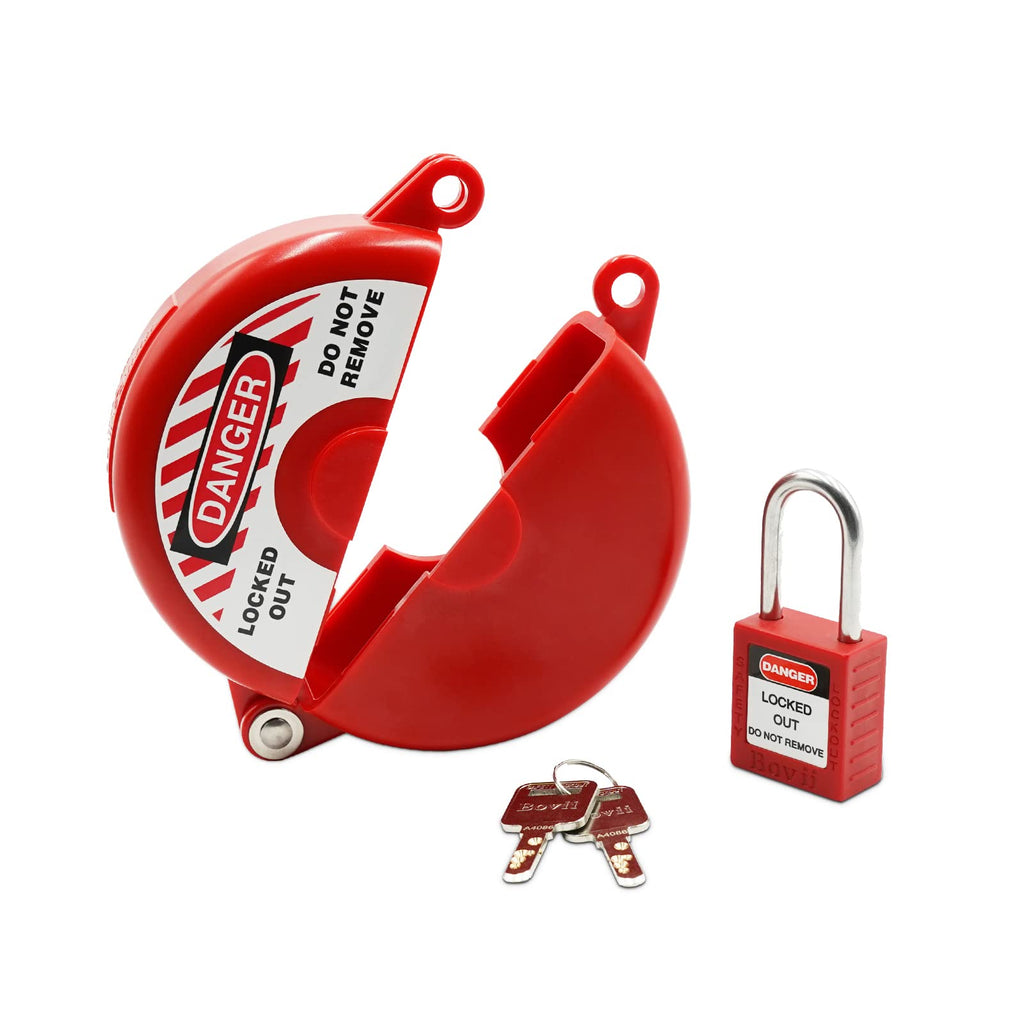 Boviisky Gate Valve Lockout with Safety Padlock, Big Size, 1 Set,2.5" to 5" in Dia Valve Handles,Outdoor Water Hose Bib Lock for Faoucet Locks,Propane Tank