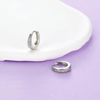 Silver Earrings for Women Trendy White Opal Huggie Earrings Small Silver Hoop Earring 14k Gold Plated Opal Jewelry Birthday Gifts for Women Mom Her