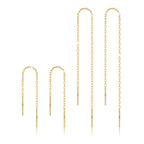 Chain Threader Earrings Dangle for Women Sterling Silver 925 (Gold)