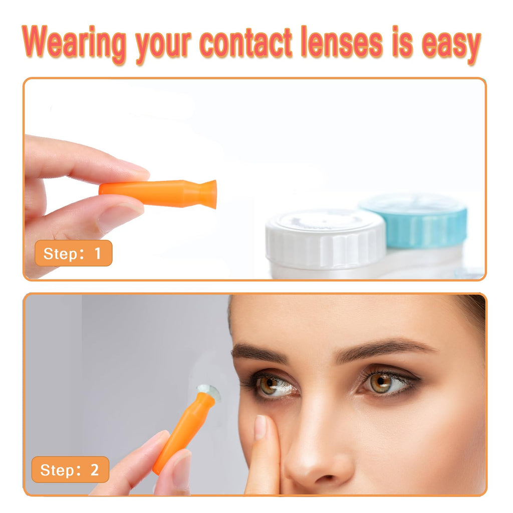 DHSUUUUP 8 Pack Scleral Lens Inserter Tool, Ventless Contacts Inserter Applicator for Hard Contact Lenses, RGP & Prosthetic Eyes, Individual Container, Safely, Comfortably, Orange
