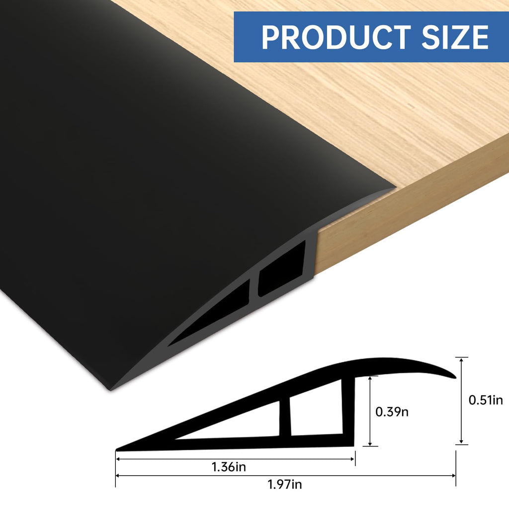 Vinyl Door Threshold Flooring Transition Strip Self Adhesive Carpet Edging Strip for Laminate Doorway Edge Threshold from 1/5" to 2/5" (Black, 3.3 Ft)