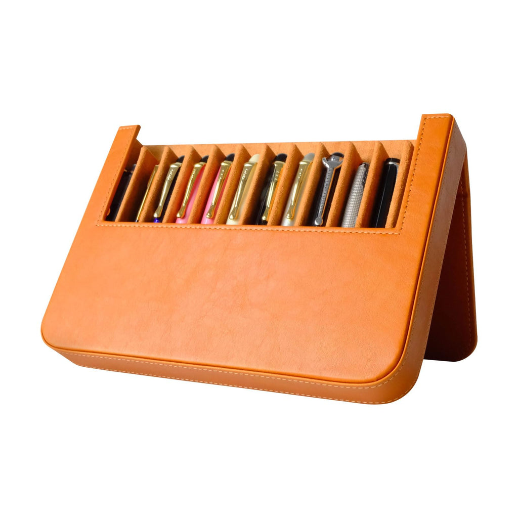 MIVLXLX 12 Slot Fountain Pen Case, Handmade Magnetic,Christmas Gift (brown)